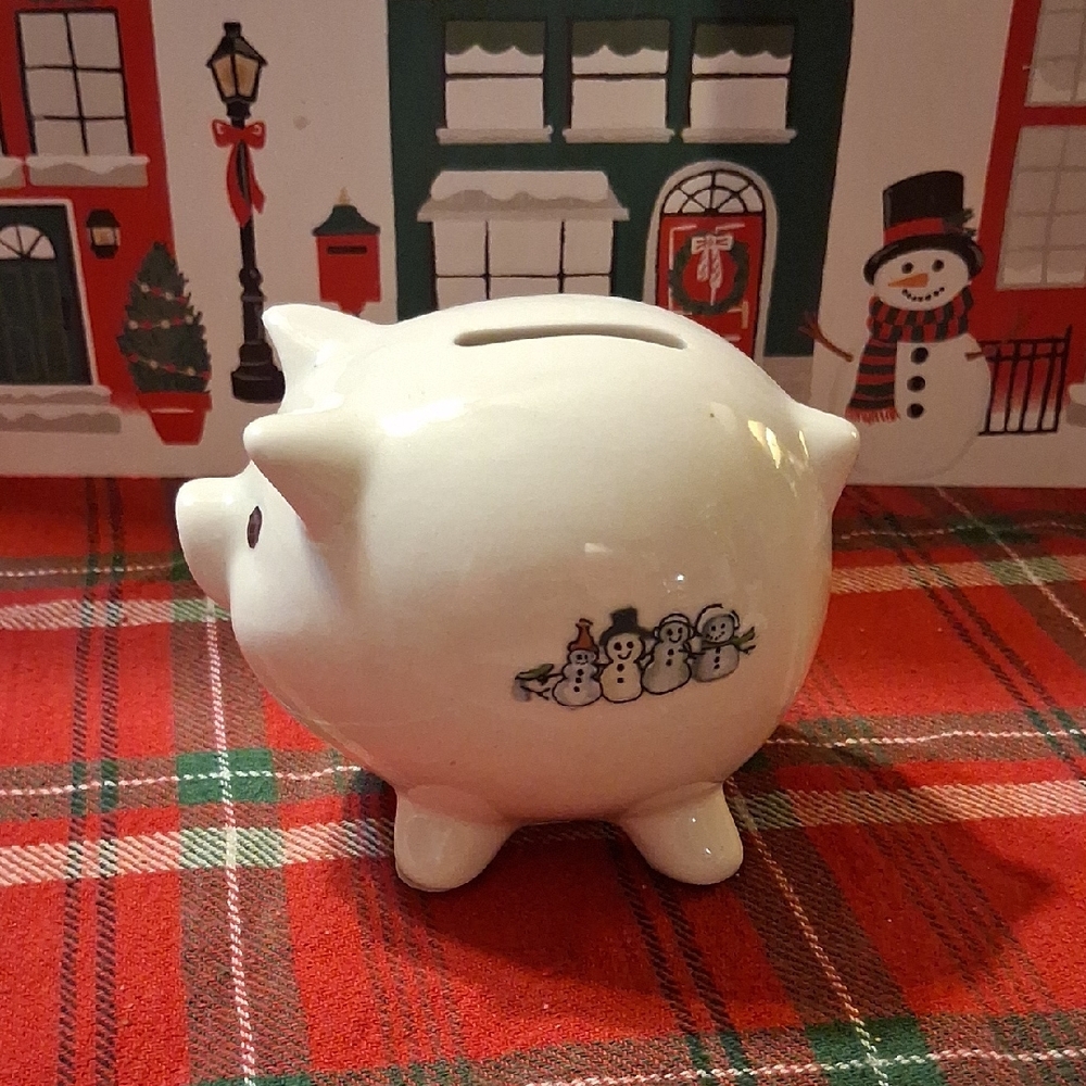 Snowman Piggy Bank - White